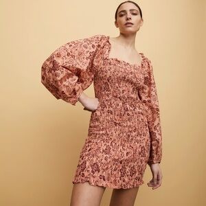 New FREE PEOPLE Smock‎ It To Me Minidress in Apricot Combo Size M